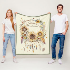Cobertor De Velo Aquarela Boho Dreamcatcher Nome Personalizado