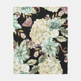 Cobertor De Velo Aquarela Brilhante: Hydrangea Rosa Pattern.