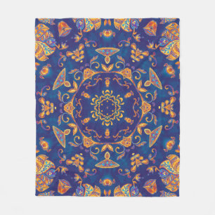 Cobertor De Velo Aquarela Caleidoscópio Mandala Design Oriental.