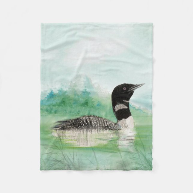 Cobertor De Velo Aquarela comum Loon Bird Art (Frente)