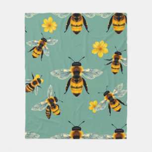 Cobertor De Velo Aquarela de Abelha Bumble Bee Realista com Mel