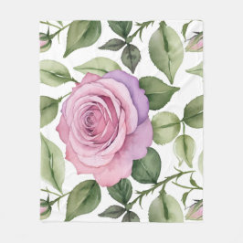 Cobertor De Velo Aquarela de Rosas Rosa e Lavanda