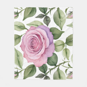 Cobertor De Velo Aquarela de Rosas Rosa e Lavanda