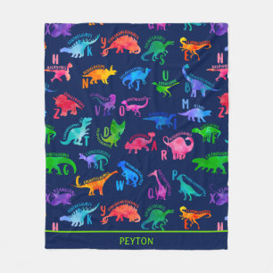 Cobertor De Velo Aquarela Dinossauro Alfabeto Colorido Crianças Din