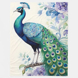 Cobertor De Velo Aquarela floral de peacock