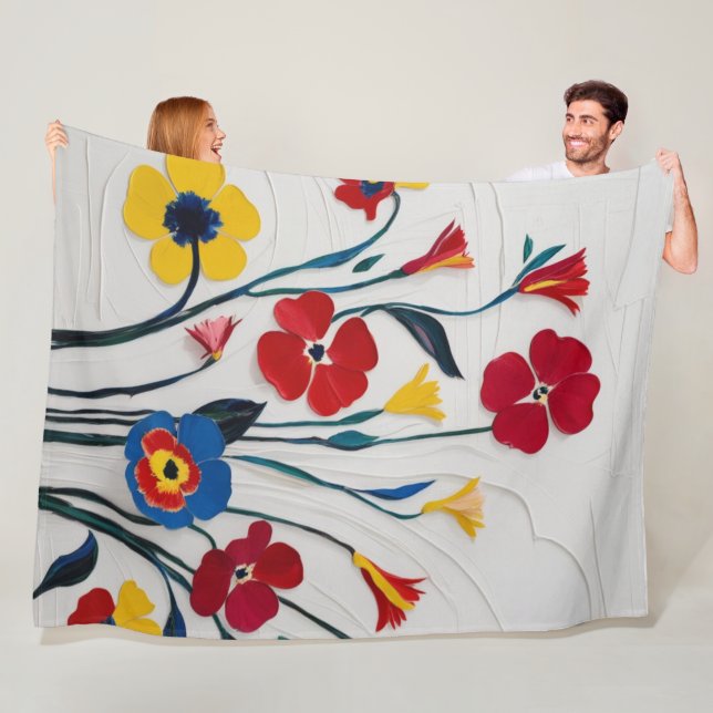 Cobertor De Velo Aquarela Floral Negrito em Cores Vibrantes (In Situ)
