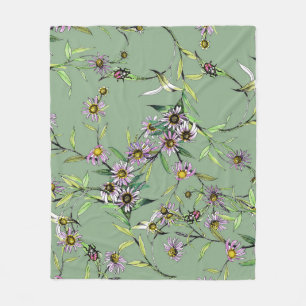 Cobertor De Velo Aquarela Floral: Padrão Verde Sem Olho
