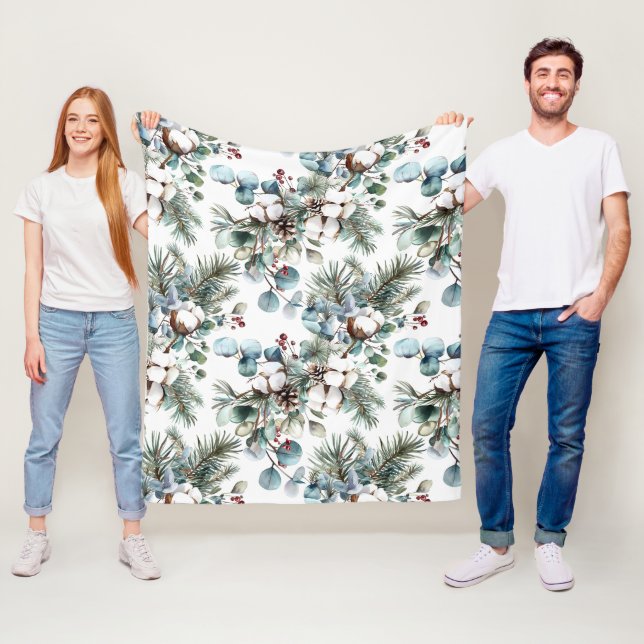 Cobertor De Velo Aquarela Inverno Algodão Pinheiro Natal (In Situ)