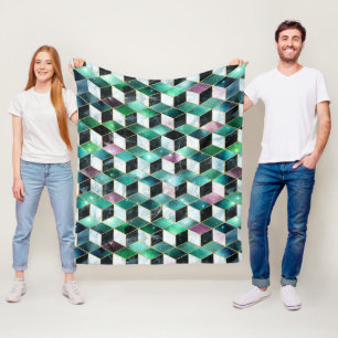 Cobertor De Velo Aquarela Isométrica com Galáxia de Ouro e Mármore