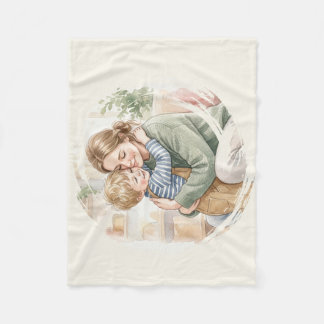Cobertor De Velo Aquarela personalizada da mãe abraçando o filho