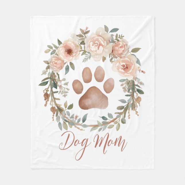 Cobertor De Velo Aquarela Personalizada de Impressão de Pata Floral (Frente)