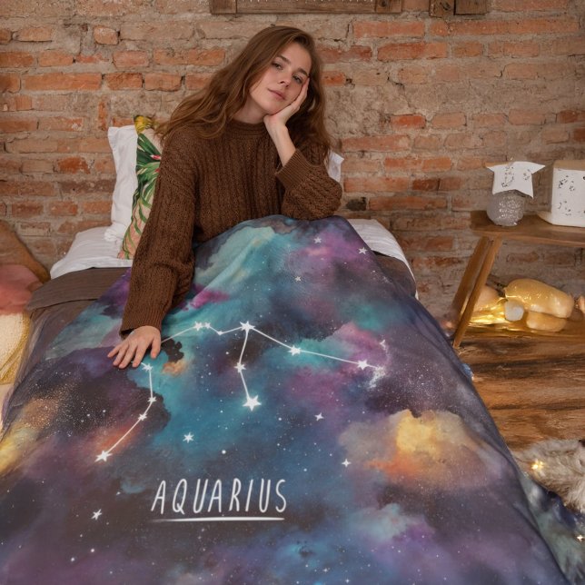 Cobertor De Velo Aquarius Zodiac stars - Flece Blanket (Criador carregado)