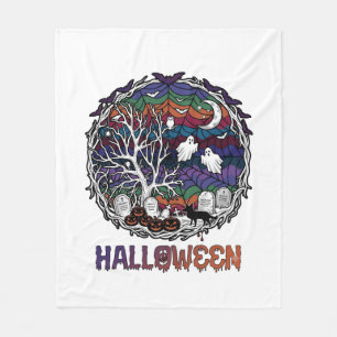 Cobertor De Velo Aranha de Halloween Árvore Fantasmas Abóboras Lápi