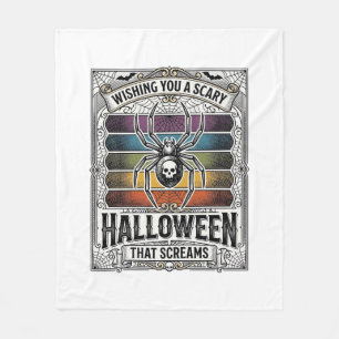 Cobertor De Velo Aranha de Halloween Assustadora Gravura Retro Teia