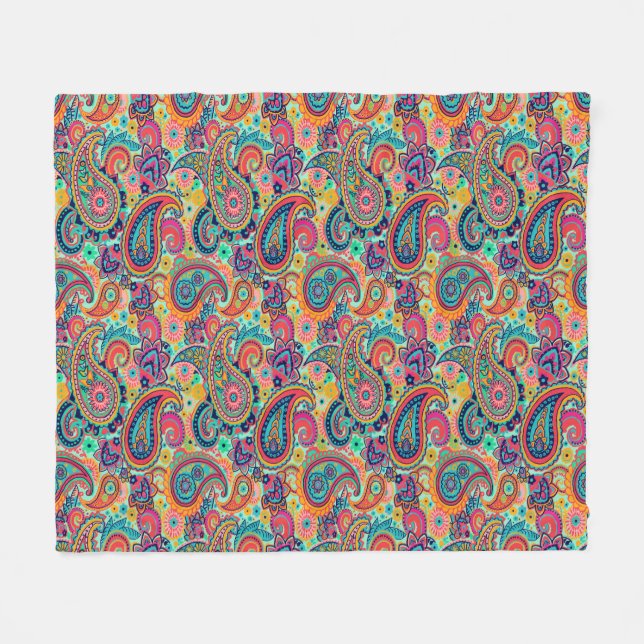 Cobertor De Velo Arco-íris brilhante Paisley (Frente (Horizontal))