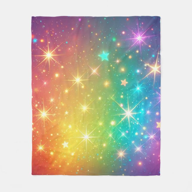 Cobertor De Velo Arco-íris colorido estrela espaço (Frente)