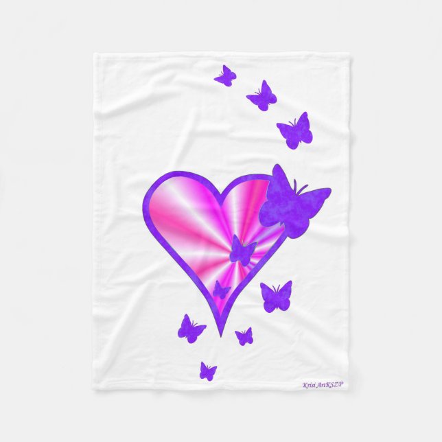 Cobertor De Velo Arco-Íris Coração e Borboleta (Frente)