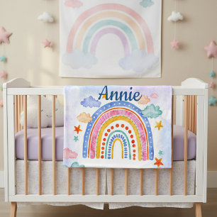 Cobertor De Velo Arco-íris pastel personalizado fofo