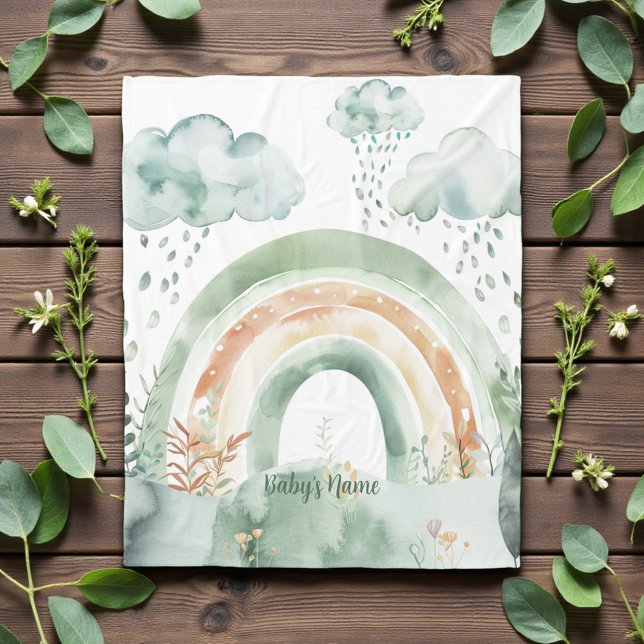 Cobertor De Velo Arco-íris Tons de Verde Aquarela (Criador carregado)