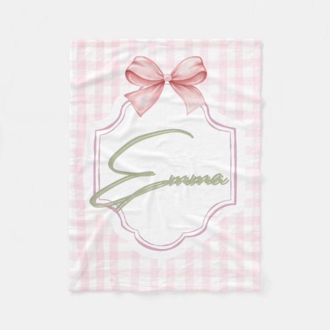 Cobertor De Velo Arco Rosa Personalizado Emma e Impressão Gingham (Frente)