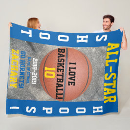 Cobertor De Velo Arcos de Basquete Azul Médio Nome da Equipe do Jog