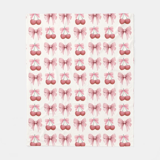 Cobertor De Velo Arcos rosa e Cherries Girly Coquette (Frente)