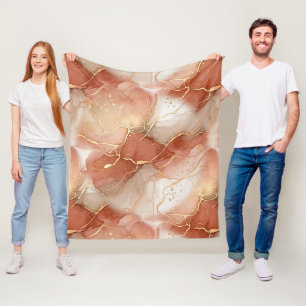 Cobertor De Velo Argila Quente e Mármore Taupe - Linhas Metálicas