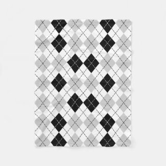 Cobertor De Velo Argyle branco e cinzento preto