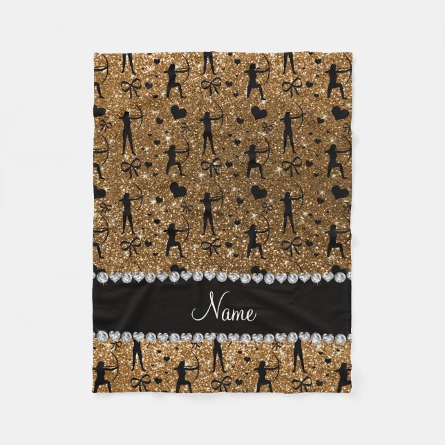 Cobertor De Velo Arquivamento de dourado de nome personalizado (Frente)