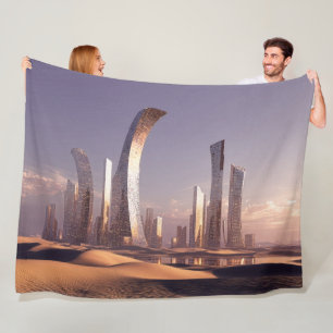 Cobertor De Velo Arranha-céus Surreais Futuristas Em Paisagem Desér