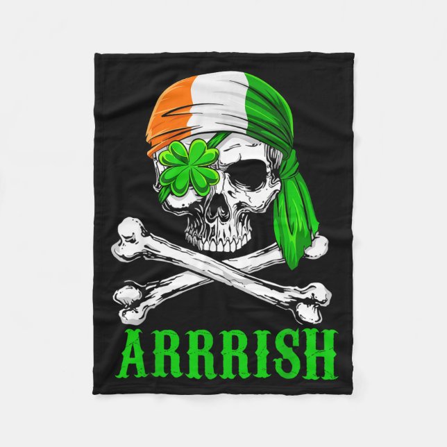 Cobertor De Velo Arrish Irish Rate Skull St Patricks Day Clover Gif (Frente)