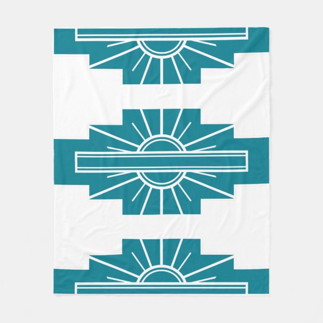 Cobertor De Velo Art Deco Pattern in Teal (Frente)