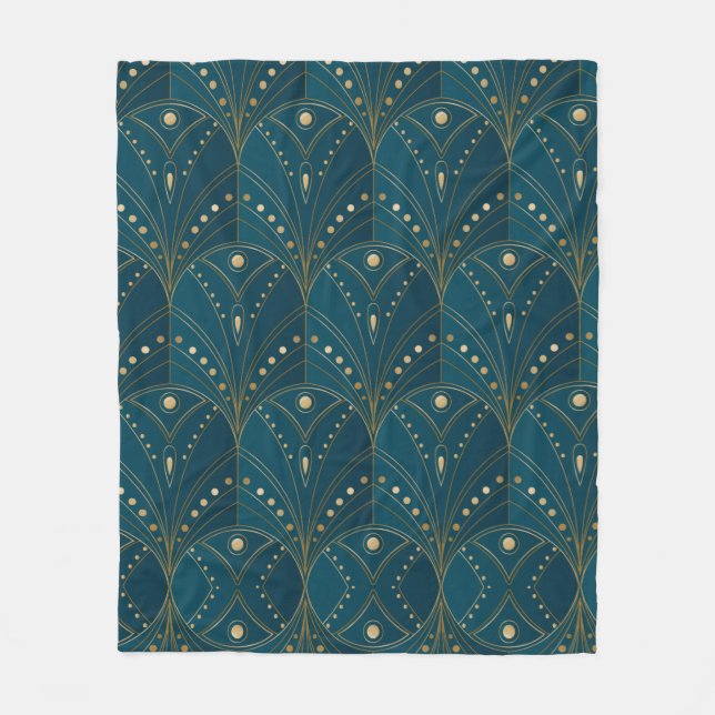 Cobertor De Velo Art Deco pattern with gold geometric shapes (Frente)