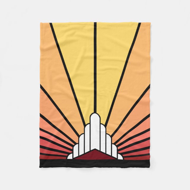 Cobertor De Velo Art deco sun do amanhecer Fleece Blanket (Frente)