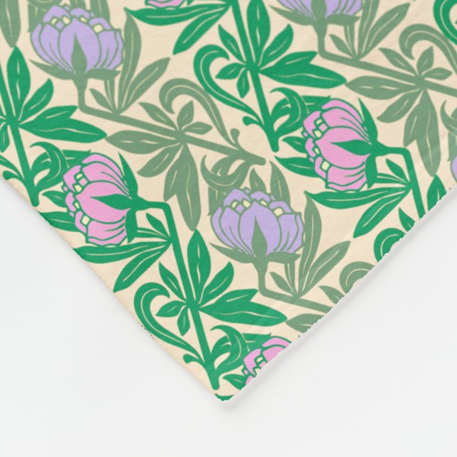 Cobertor De Velo Art Nouveau água rosa lírios damasco (Quina)