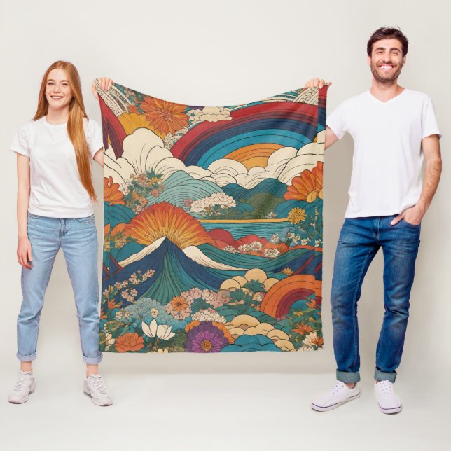 Cobertor De Velo Art Nouveau Estilo Montanheira Paisagem Floral (In Situ)