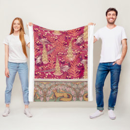 Cobertor De Velo Art nouveau fox faasant Foxglove verneuil Fleece