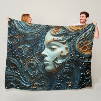 Cobertor De Velo Arte 3D da Mulher Moonlit