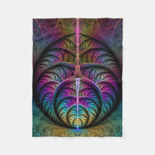 Cobertor De Velo Arte abstrata fractal colorida alucinante