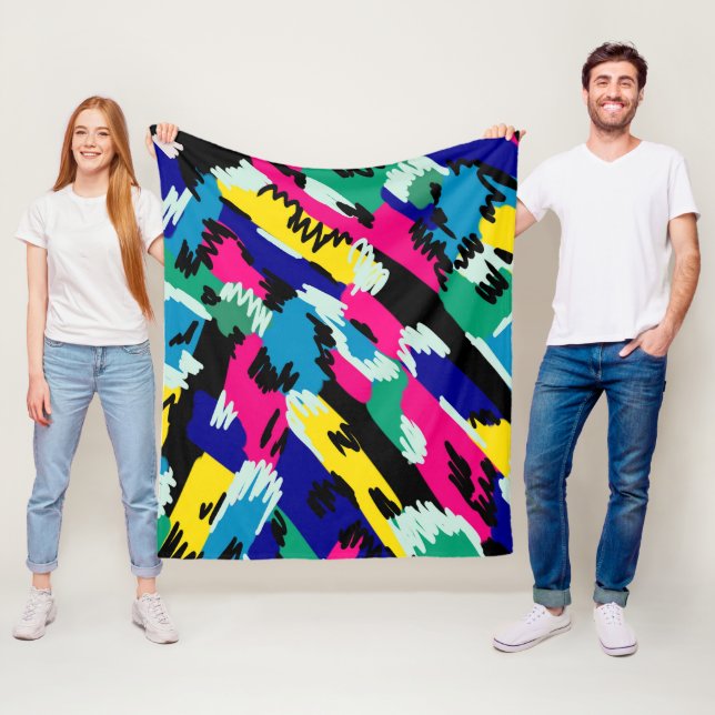 Cobertor De Velo Arte Abstrato a negrito em cores primárias (In Situ)