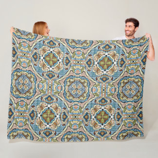 Cobertor De Velo Arte Boêmica Verde Amarelo Azul Amarelo Amarelo