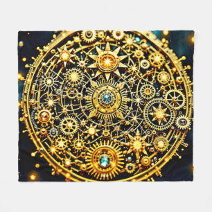Cobertor De Velo Arte Celestial de Relógio Dourado