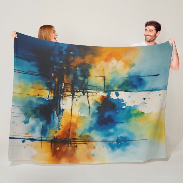 Cobertor De Velo Arte Cinematográfica | Azul e Laranja Moderno (In Situ)