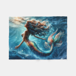 Cobertor De Velo Arte colorida de cauda da sereia do oceano místico