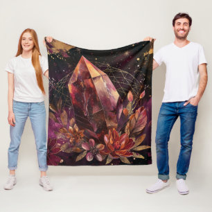 Cobertor De Velo Arte da Galáxia Floral de Cristal de Ametista Míst