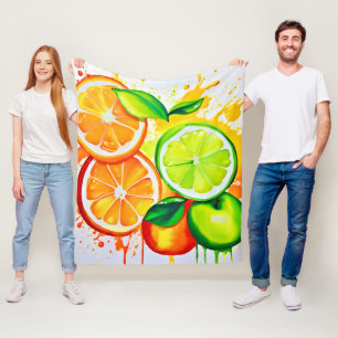 Cobertor De Velo Arte de abertura de Fruta de Citros Vibrante