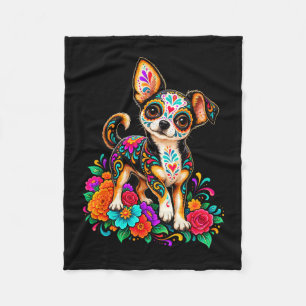Cobertor De Velo arte de cachorro chihuahua de caveira de açúcar