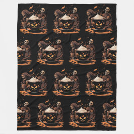 Cobertor De Velo Arte de Café de Halloween – Latte Assustador com E