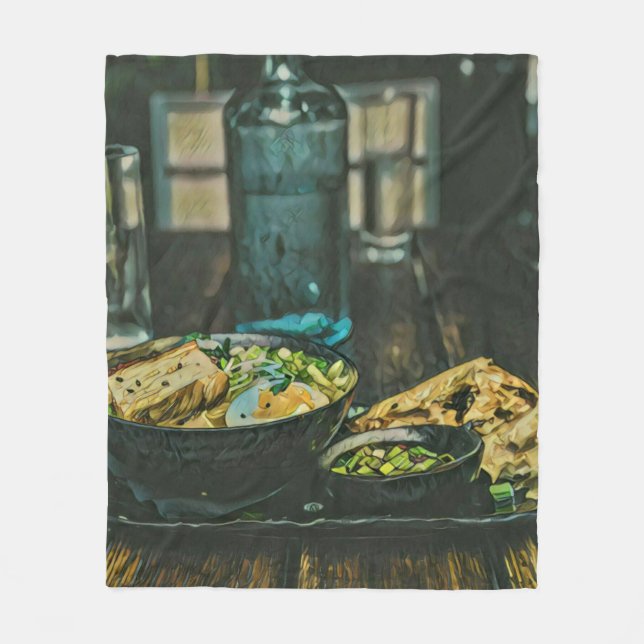 Cobertor De Velo Arte de Comida Japonesa (Frente)