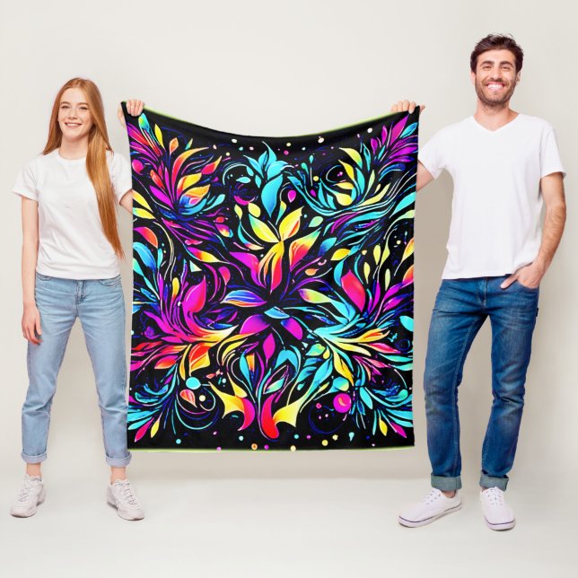 Cobertor De Velo Arte de Explosão Floral Neon (In Situ)